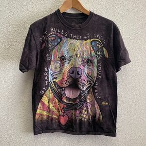 Pit Bull Dog The Mountain 2013 Dean Russo Tie-Dye T-Shirt Men's Medium Bleached